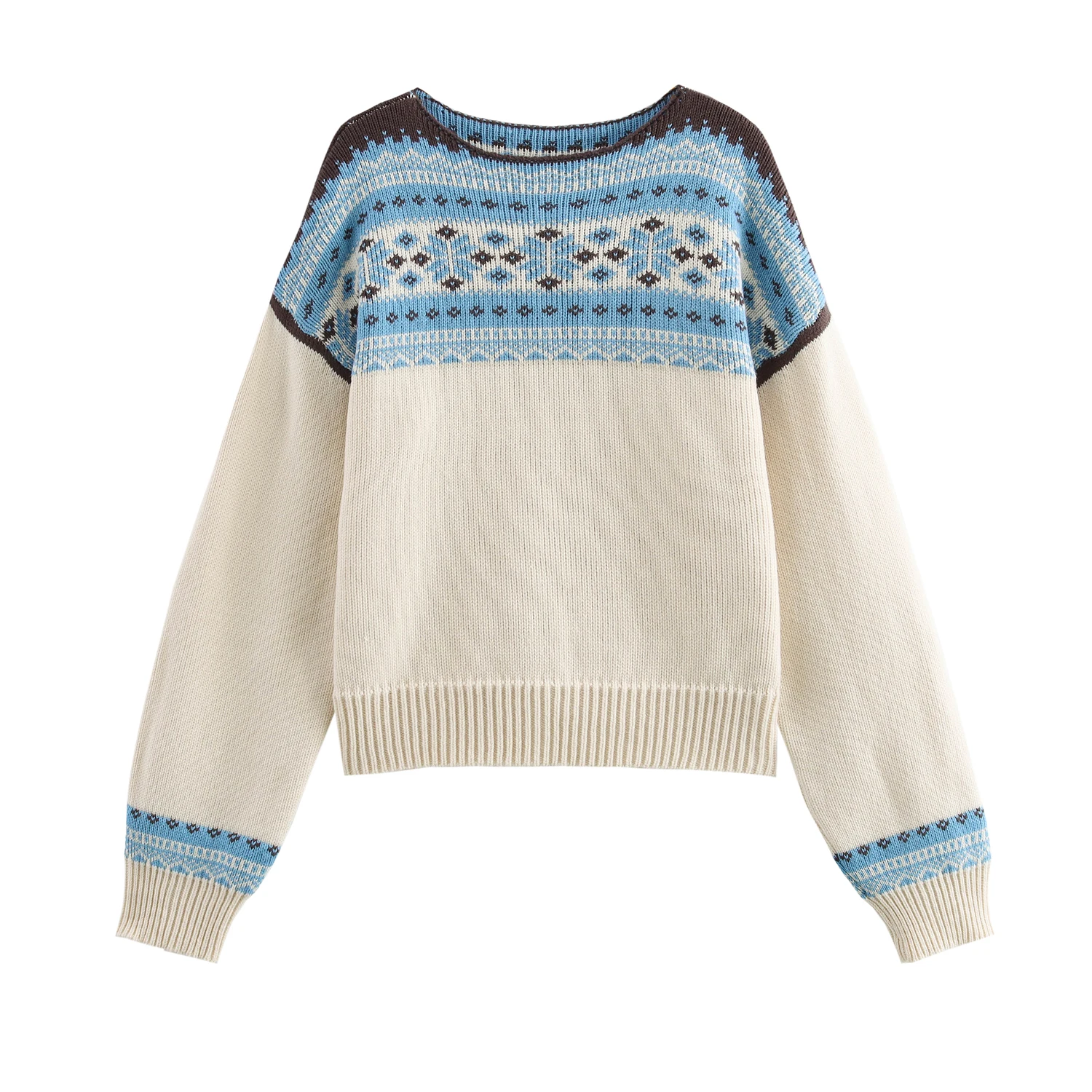 JNLEAOG 가을 신상 여성 패션 캐주얼 레트로 오버헤드 니트 스웨터 스트리트 스타일 라운드 넥 폴리에스터 섬유