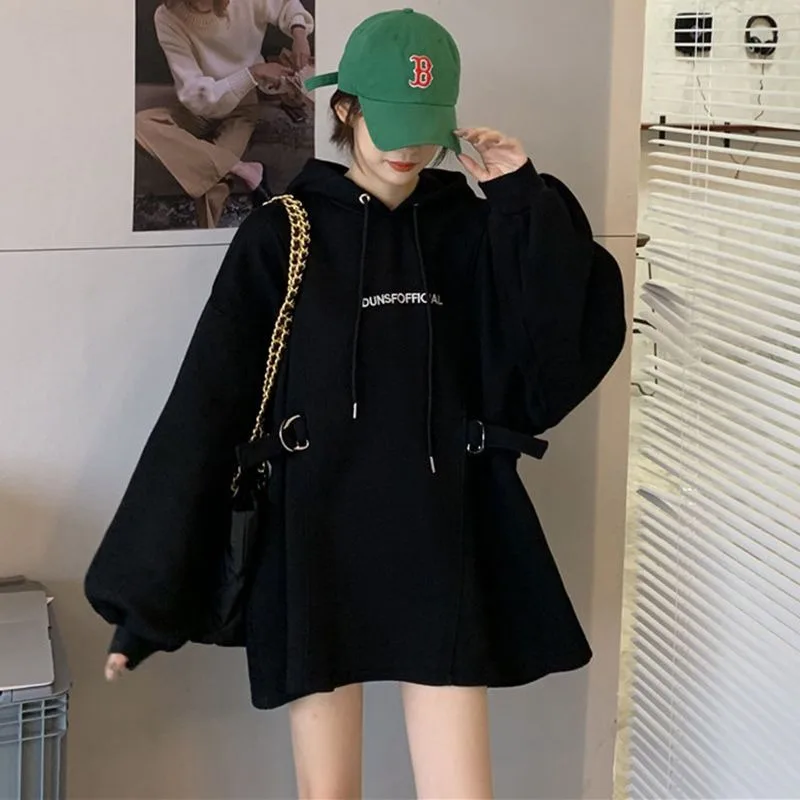 سترة رمادية فضفاضة بغطاء للرأس للنساء Y2k نمط Kpop 2025 الاتجاه الملابس الكورية الشعبية عادية مطابقة 2000s امرأة مقنعين القمم #6