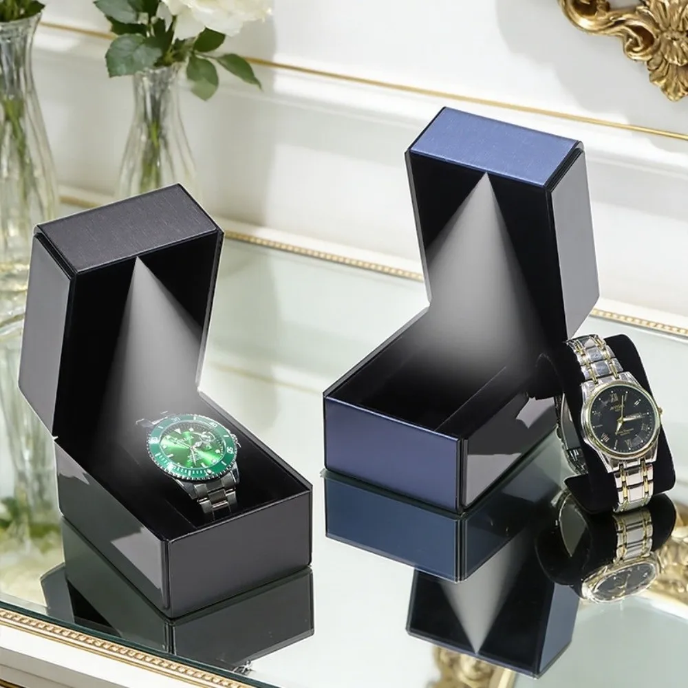 Exquisite PU Leather Watch Box with LED Light Flip-Top Lid Single Watch Gift Box Bracelet Storage Watch Storage Case Watch