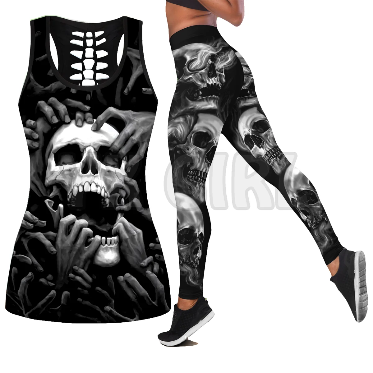 

Skull 3D Printed Tank Top+Legging Combo Outfit Yoga Fitness Legging Women