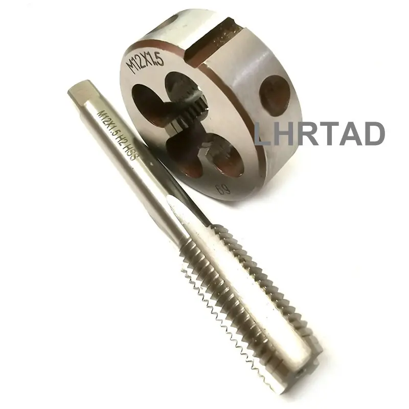 Imagem -02 - Torneira Broca e Conjunto de Matrizes M12x1.0 M12x1.75 M12x1.5 M12x1.25 Hss Máquina Plug Torneira Redonda Morrer M12x0.75 Rosca Torneiras Morre M12x0.5 M12