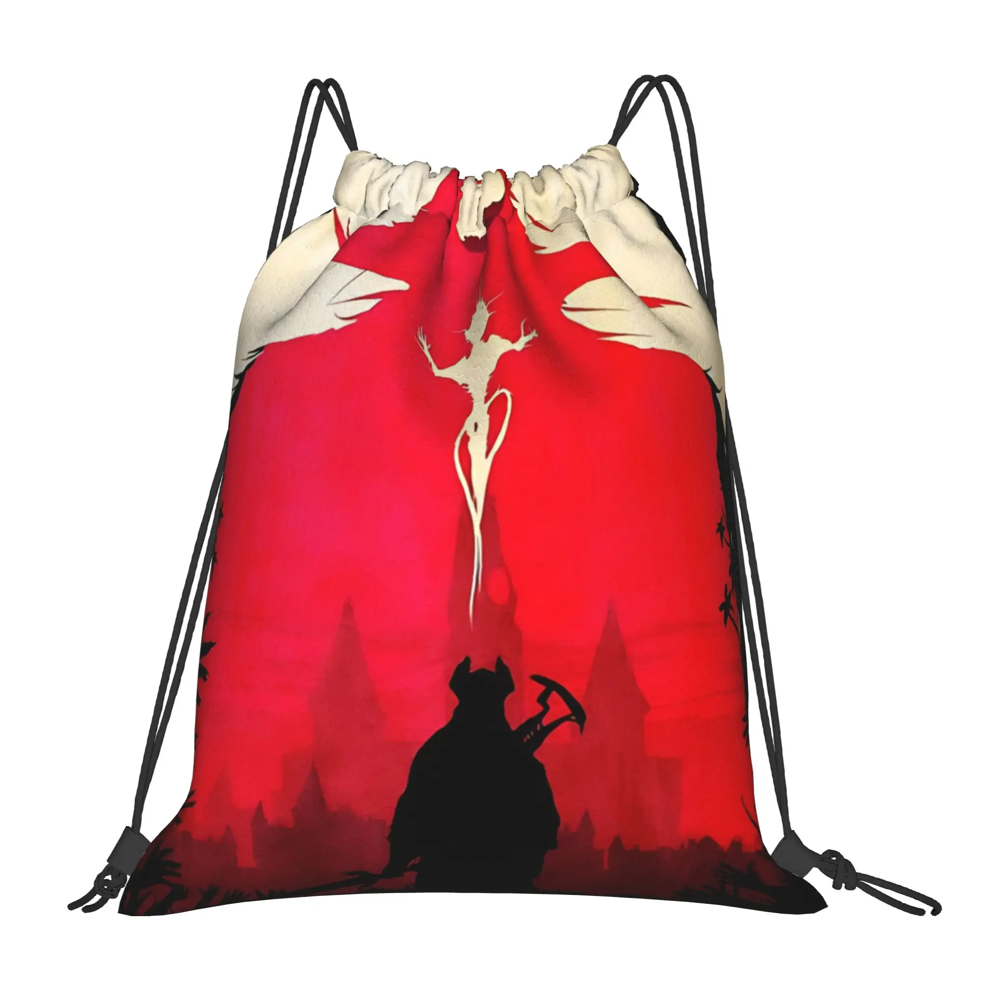 Bloodborne Dark Fantasy Gothic Portable Sports Riding Gym Drawstring Storage Sporty Backpacks