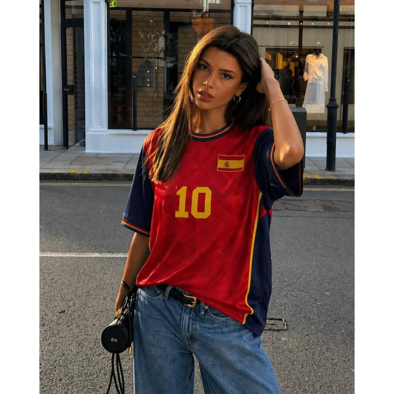2026 New Men Women Spain 10 Flag Soccer Fan T-Shirt Crewneck Short Sleeve Breathable Quick Dry Streetwear Kids Football Tshirt