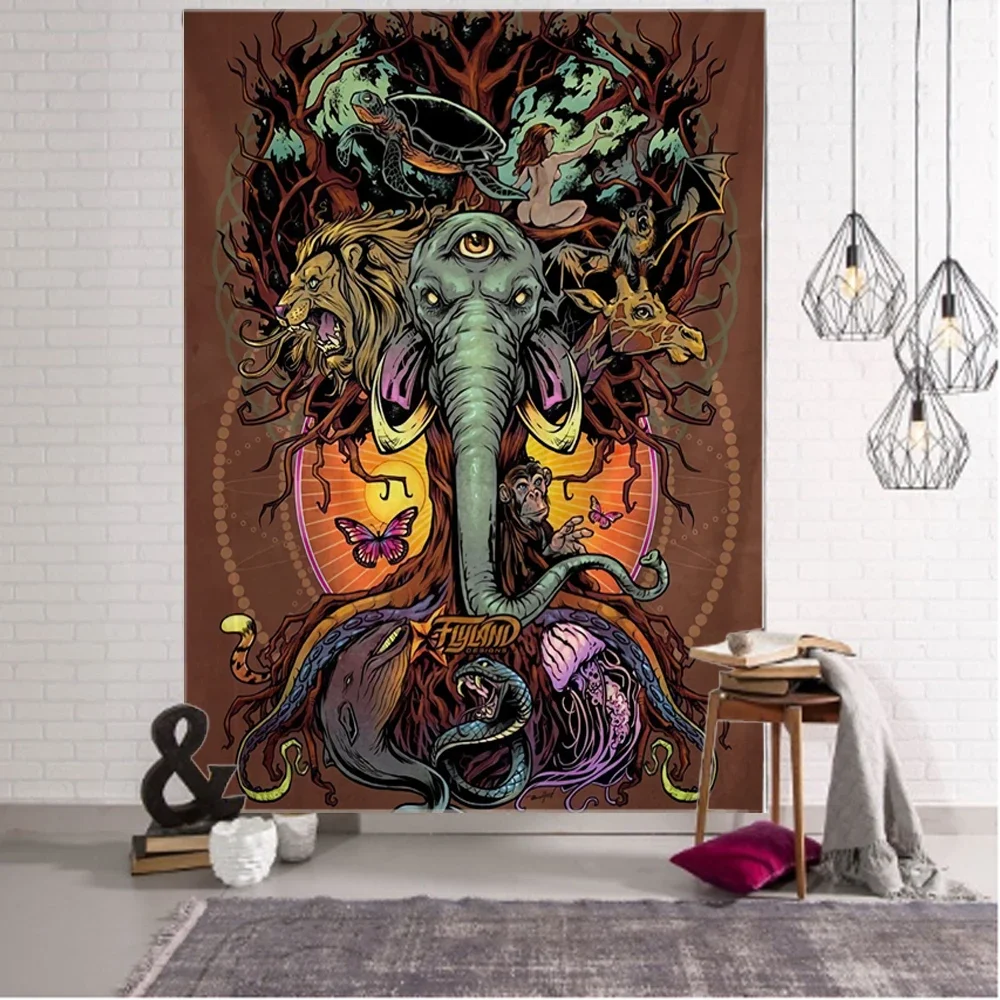 Psychedelic Abstract God Monster Tarot Wall Tapestry Art Mysterious Color Blanket Curtain Hanging Living Bedroom Home Decoration