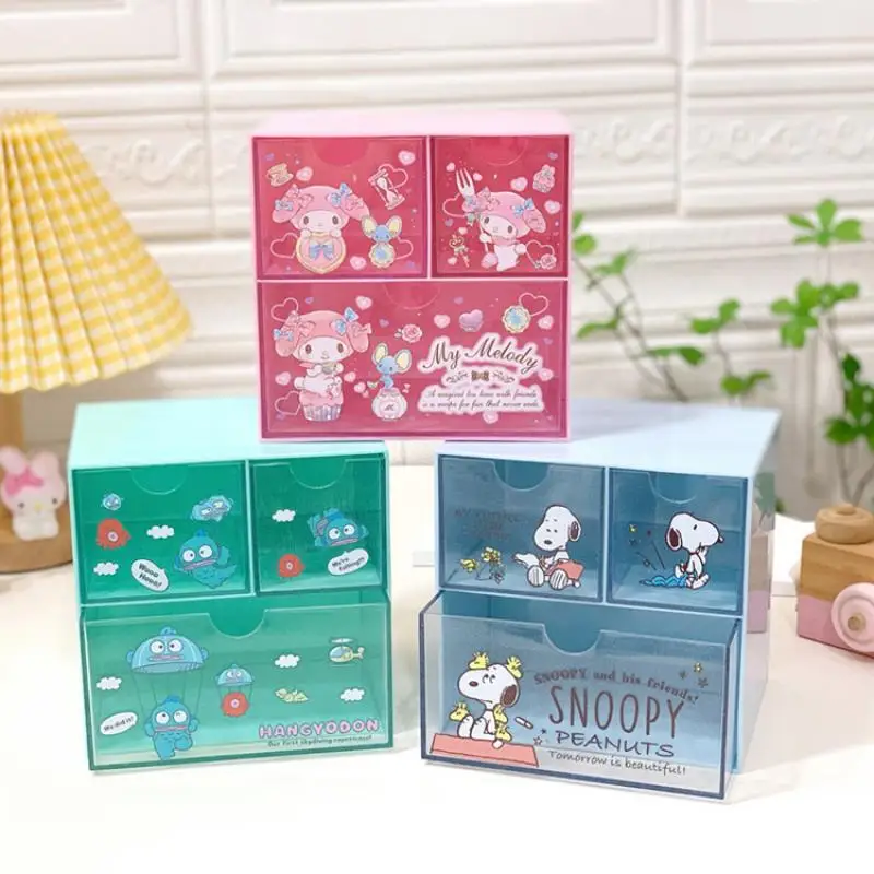 

Hello Kitty Kuromi Anime Kawaii Sanrio Ins Desktop Drawer Box Cute My Melody Sorting Finishing Storage Case Gifts for Girls