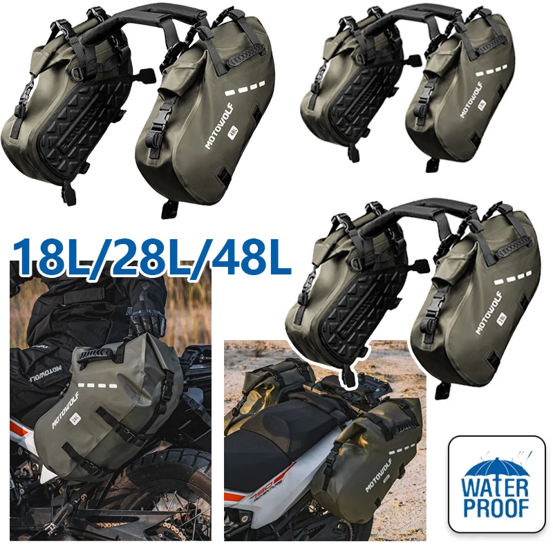 

Универсальные водонепроницаемые мотоциклетные боковые сумки-кофры 18/28/48 л для Honda (зеленые)
