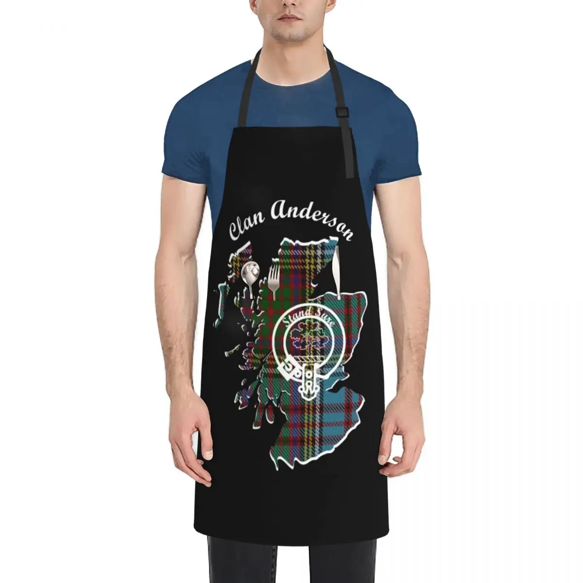 Clan Anderson Scotland Map Crest Apron Teacher For Man Haircut Kitchen New 2022 Year Apron