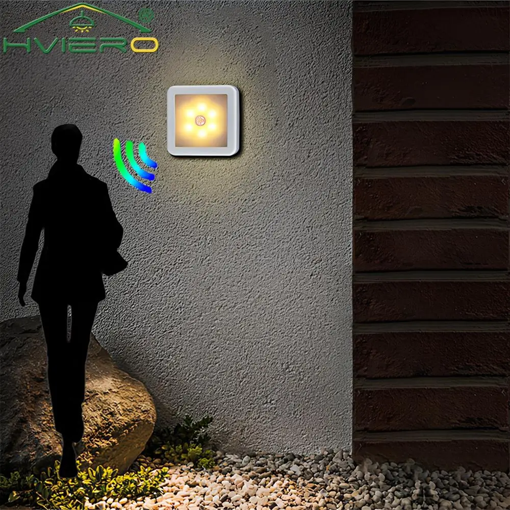 Motion Controlled Human Body Sensor LED Night Light Smart Battery Operated WC Bedside Lamp For Room Hallway Pathway Home Light