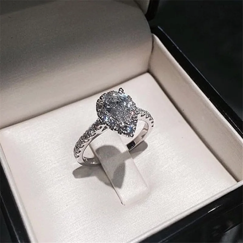 Fashion Water Drop ring 925 Sterling silver Pear cut 2ct Moissanite Engagement Wedding Band Rings for women Bridal Jewelry