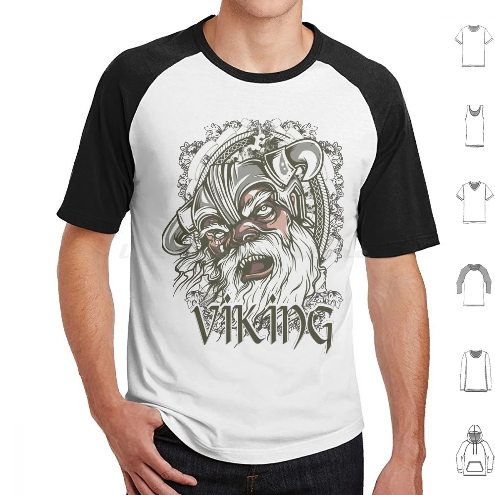 Camiseta de algodón con estampado de Dios nórdico, camisa de estilo escandinavo, casco Vikingo, Northman, escandinavo, Seafaring, Vikingo, 6Xl