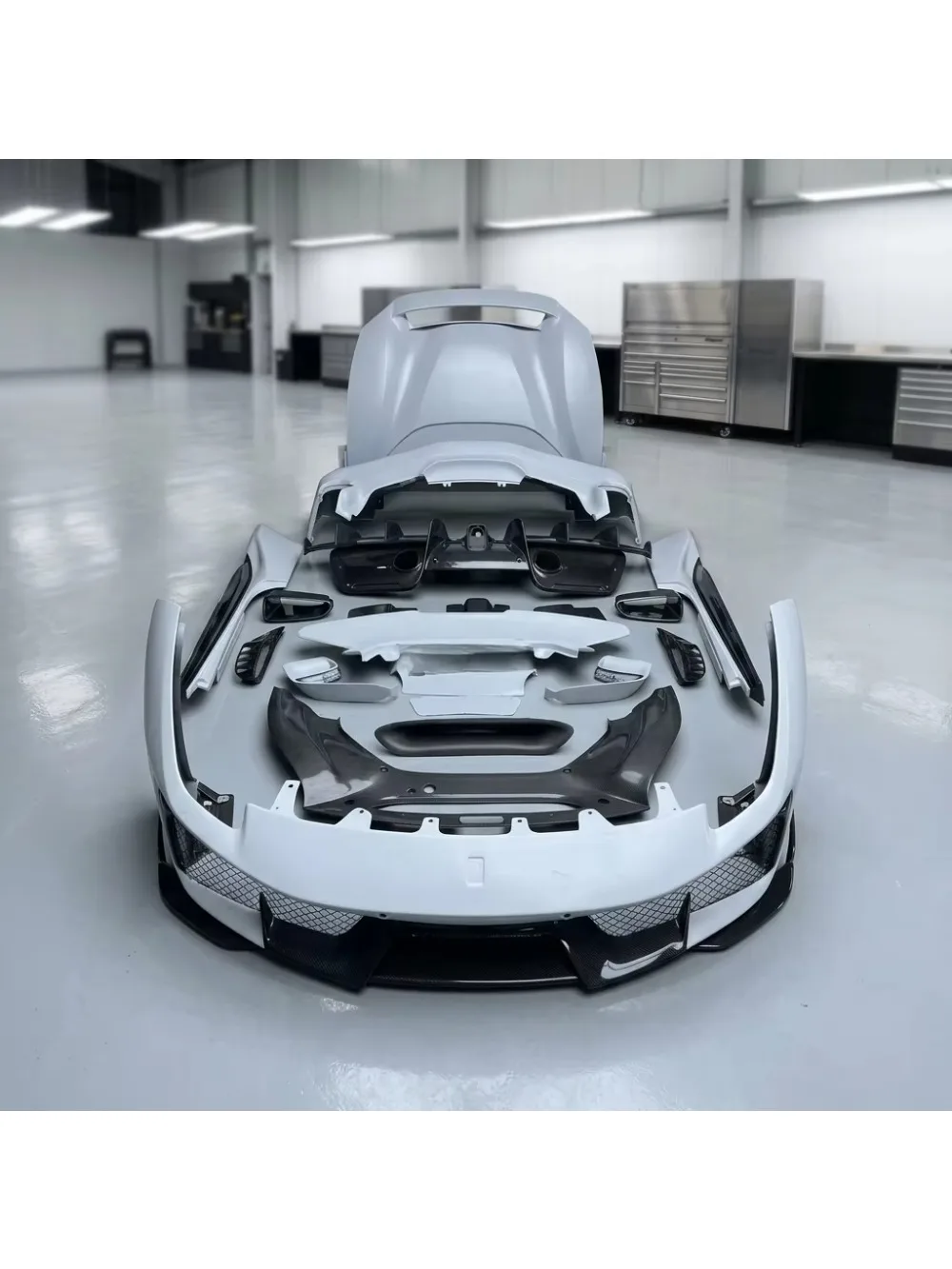 New for 488 Pista Style Front/Rear Bars Wing Side Skirt Rear Lip Dry Carbon Fiber Clips Retrofit Upgrade Body Kit