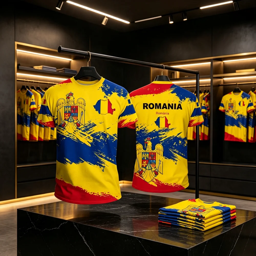 Romania Flag Graphic T-Shirt for Men Quick-dry Comfort Hot Sale Breathable Family Kids Tees