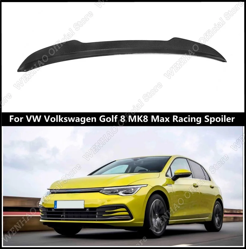 

For VW Volkswagen Golf 8 MK8 Max Racing Spoiler Carbon Fiber Styling Roof Spoiler ABS Rear Wing Spoiler Splitter Lip 2020 2021