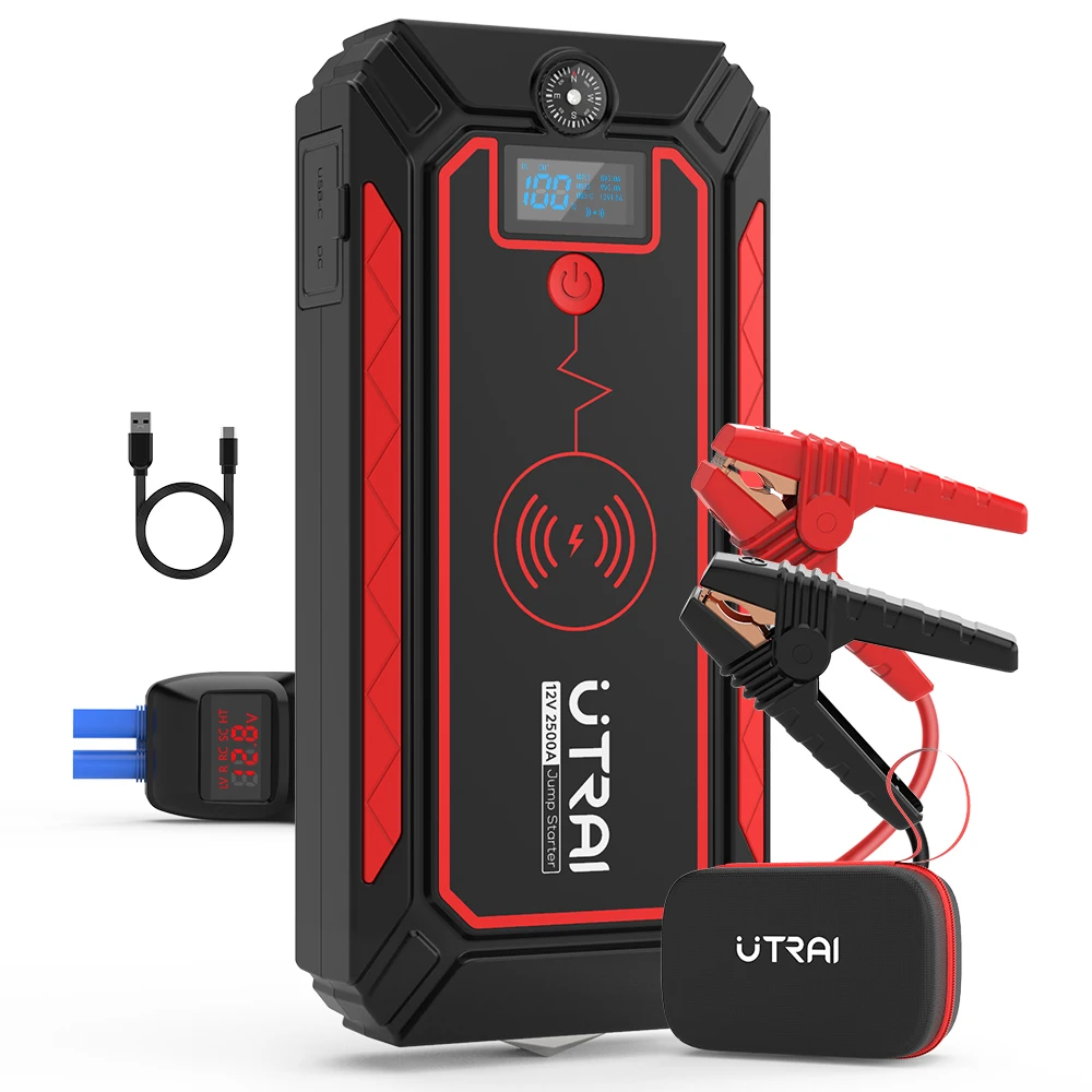 

Utrai Car Jump Starter 2500A with Wireless Charge Power Bank Emeygency Vehicle Tools 12V Battery Booster Starting Device OEM