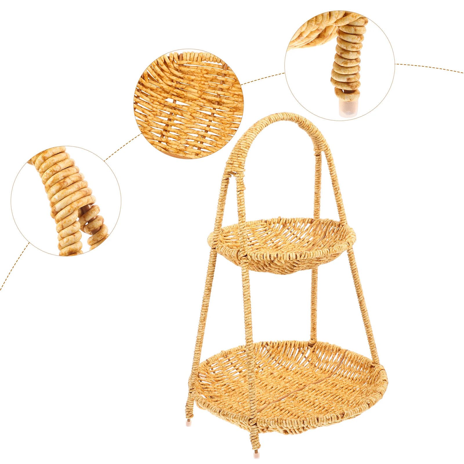 

Woven For Kitchen Hand Woven Storage Basket Vegetable Fruit Snack Container Decorative Food Organizer Natural Style