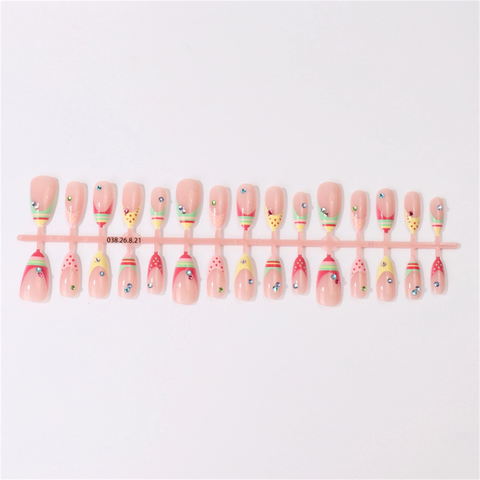 Party Ready Press on Nails Y2K French Stripe Polka Dot False Nail Tips Glossy Manicure Set for Wedding Photo Styling Resin