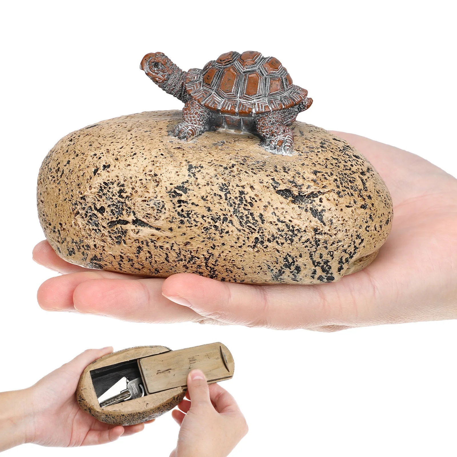 Resin Key Hider Stone Turtle Garden Outdoor Decorative Rock Hide A Key Box Concealed Storage Garden Statues Turtle
