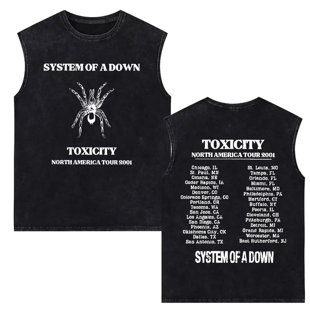 Rock Band System of A Down Mezmerize Vintage Washed Tank Tops Men Women Retro Alternative Metal Music Sleeveless Vest T-shirts