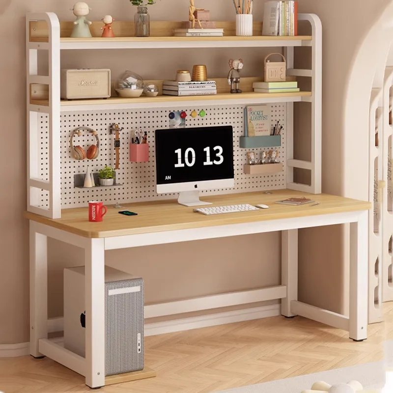 

Computer home study desk bookshelf integrated, hole board, bedroom