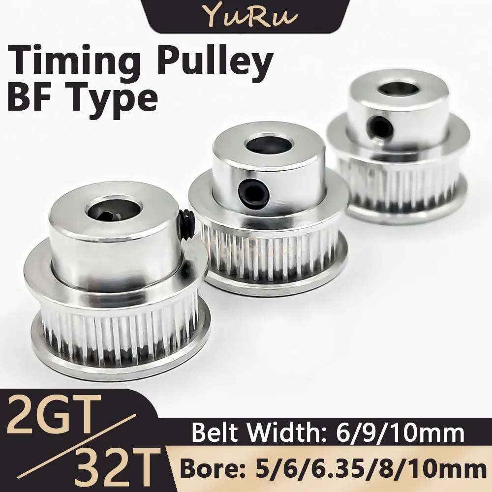 

2GT 32Teeth Timing Pulley Bore 5 6 6.35 8 10mm Belt Width 6 9 10mm 32T 2MGT Tensioning Wheel Open Synchronous Timing Pulley