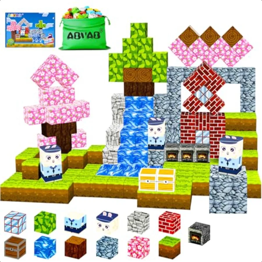 

Magnetic Blocks Magnetic Tiles Building Blocks Sensory STEM Toys Christmas Birthday Gifts for 3 4 5 6 7 8 + Year Old Boys Girls