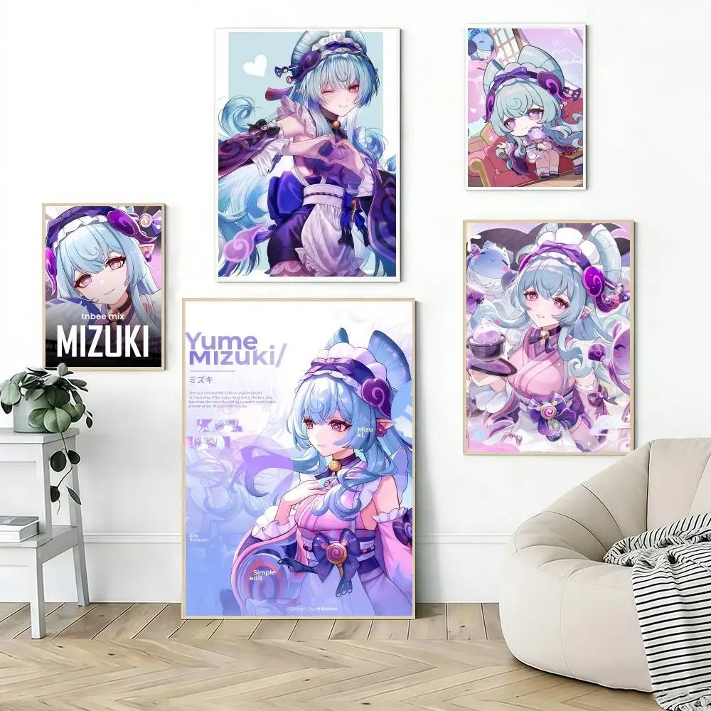 Game Genshin Impact Mizuki Poster, klassische Wandkunst, Leinwanddruck, geeignet für Zuhause, Wohnzimmer, Raumdekoration, Gemälde