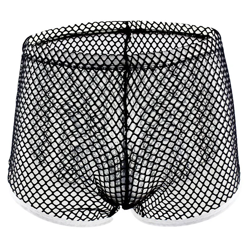 

Мужские сетчатые дышащие прозрачные боксеры с низкой талией, эластичное нижнее белье, однотонные трусики, подростковые дышащие трусы, молодые боксеры на плоской подошве