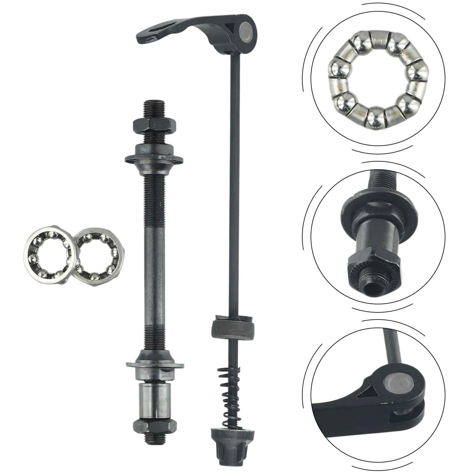 1set Bicycle Axle Front Rear Quick Release Skewers With 25m(1/4)Hub Bearings Replace Hollow Shaft Quick Release Rod Cycling Part