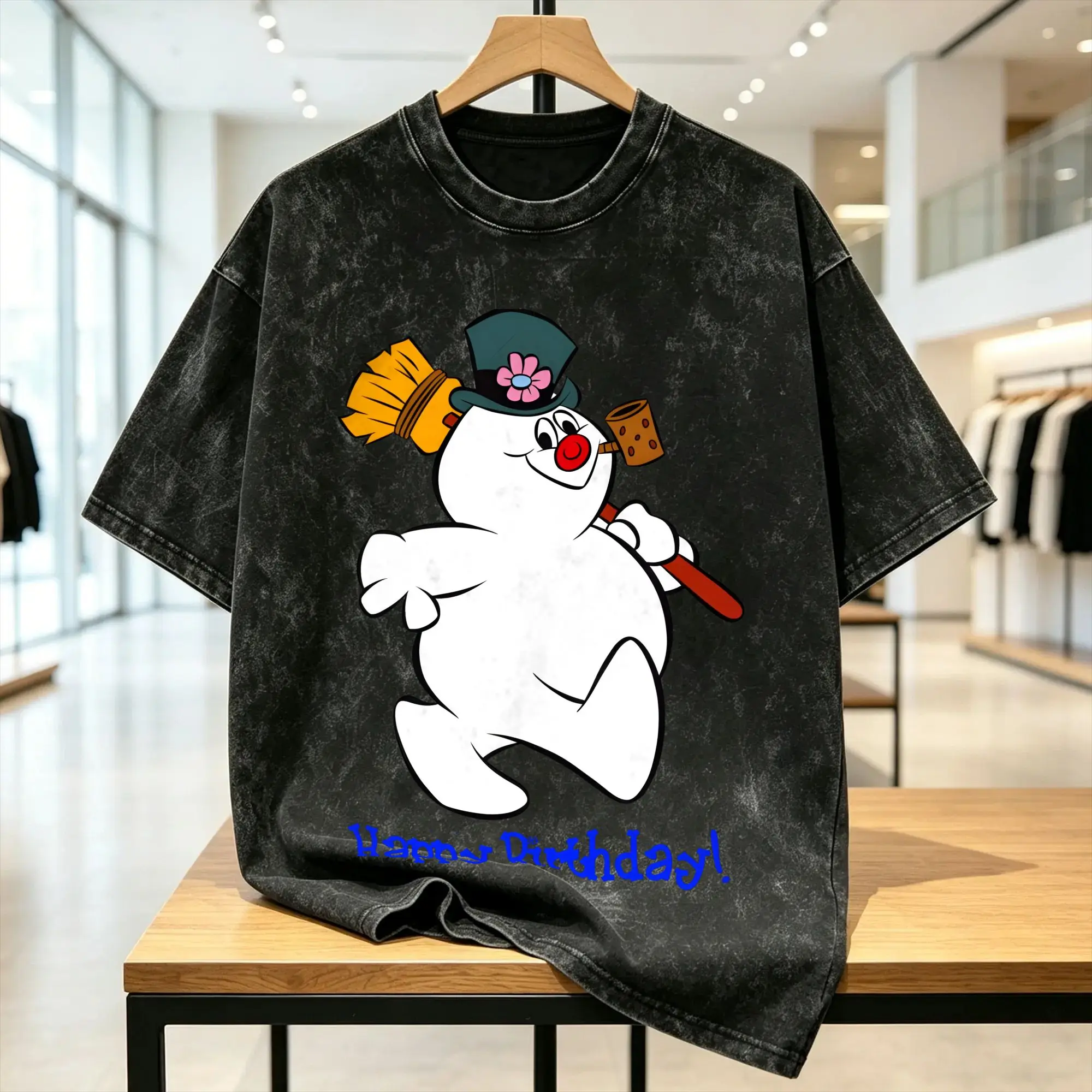 Men Snowman Frostys T-Shirts Happy Birthday! Tees Summer Y2K Casual Short-Sleeve T-Shirt O Neck Hip Hop Casual Tee Shirt