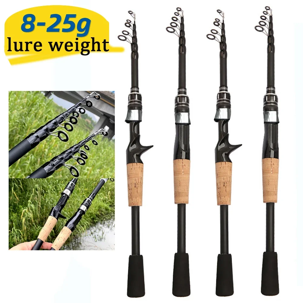 

GHOTDA Carbon Lure Fishing Spinning Casting Rod Jig Bait 8g-25g Ultra Lightweight Fishing Rods 1.5M-2.4M EVA Handle Line 8-15lb