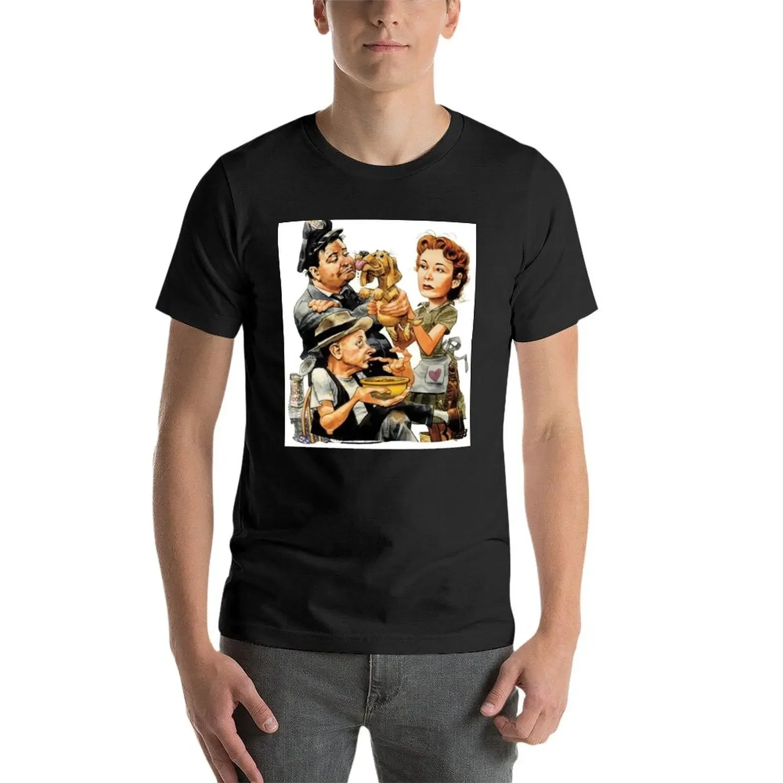 Honeymooners-男性用の黒のTシャツ、グラフィックブランク、プレーンブラック