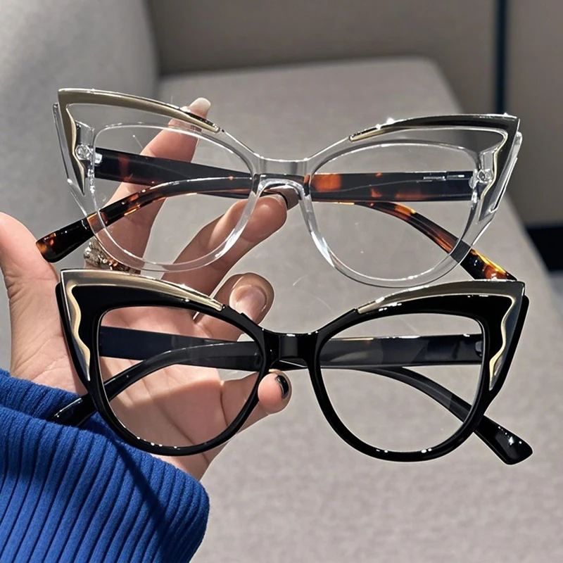 

Ultralight Plain Glasses for Men Women Unisex Luxury Cat Eye Computer Glasses Stylish Optical Spectacle Eyeglasses for Ladies