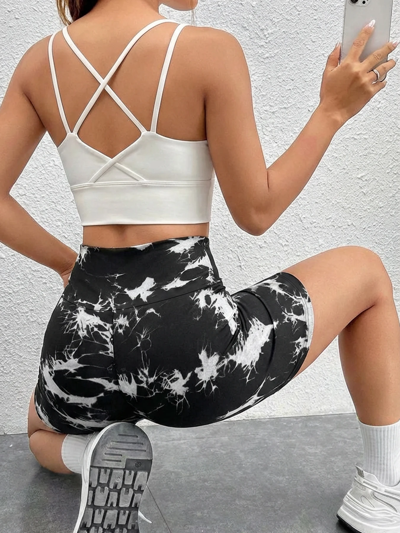 

Super Soft High Waisted Tie Dye Sport Biker Shorts for Women No See Running Yoga Athletic Gym Shorts