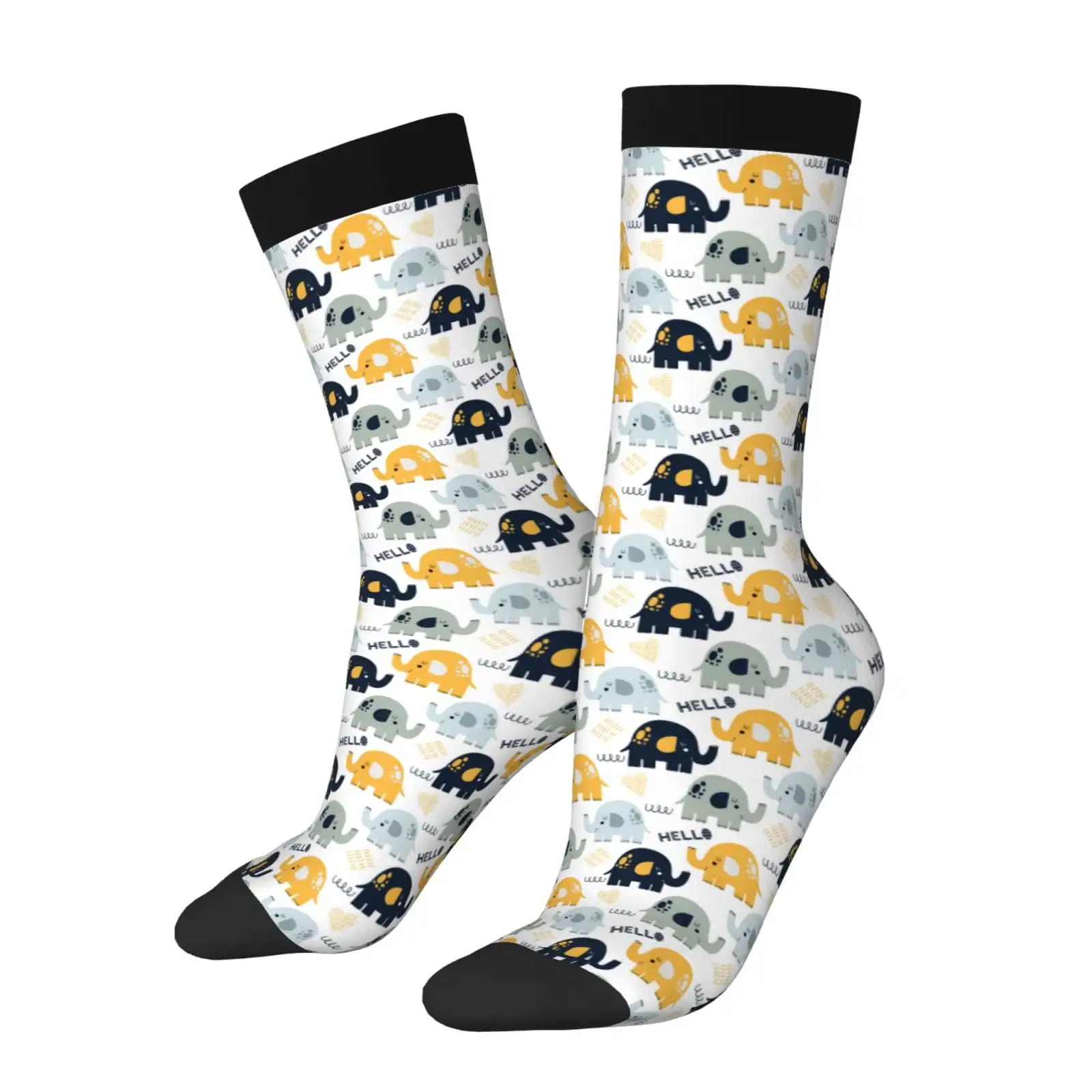 

Cute Elephant Unisex Crew Socks Lightweight Breathable Ventilation Ankle Socks, Mid-calf Socks For Daily