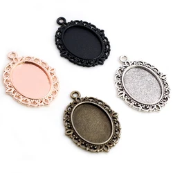10pcs 13x18mm Inner Size Antique Silver Plated Rose Gold Color Cameo Cabochon Base Setting Charms Pendant Necklace Findings