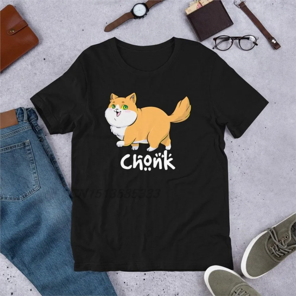 Cute Chonk Cat Men Printed T-shirts Make America Rave Again Unisex Humor Tops Shirts DJ Shirts Man Pure Cotton Short Sleeve Tees