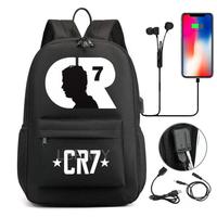 CR7 Backpack USB Charge Boys Girls Laptop School Bags An-ti theft Lock Travel Mochila Mujer 18inch