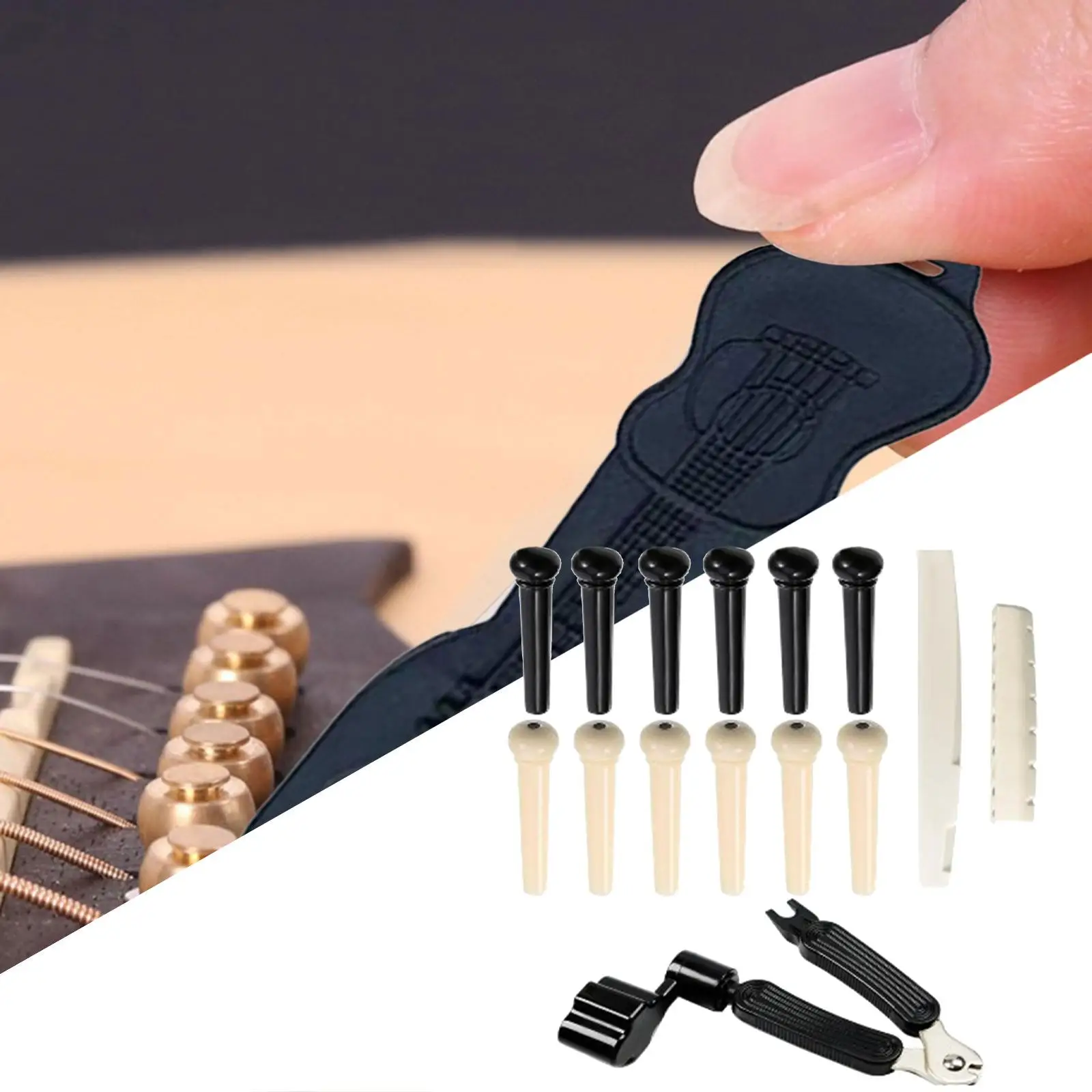 12 Pieces Acoustic Guitar Bridge Pins Replacement with Bridge Pin Puller for Players Acoustic Guitar Beginners Classical Guitar