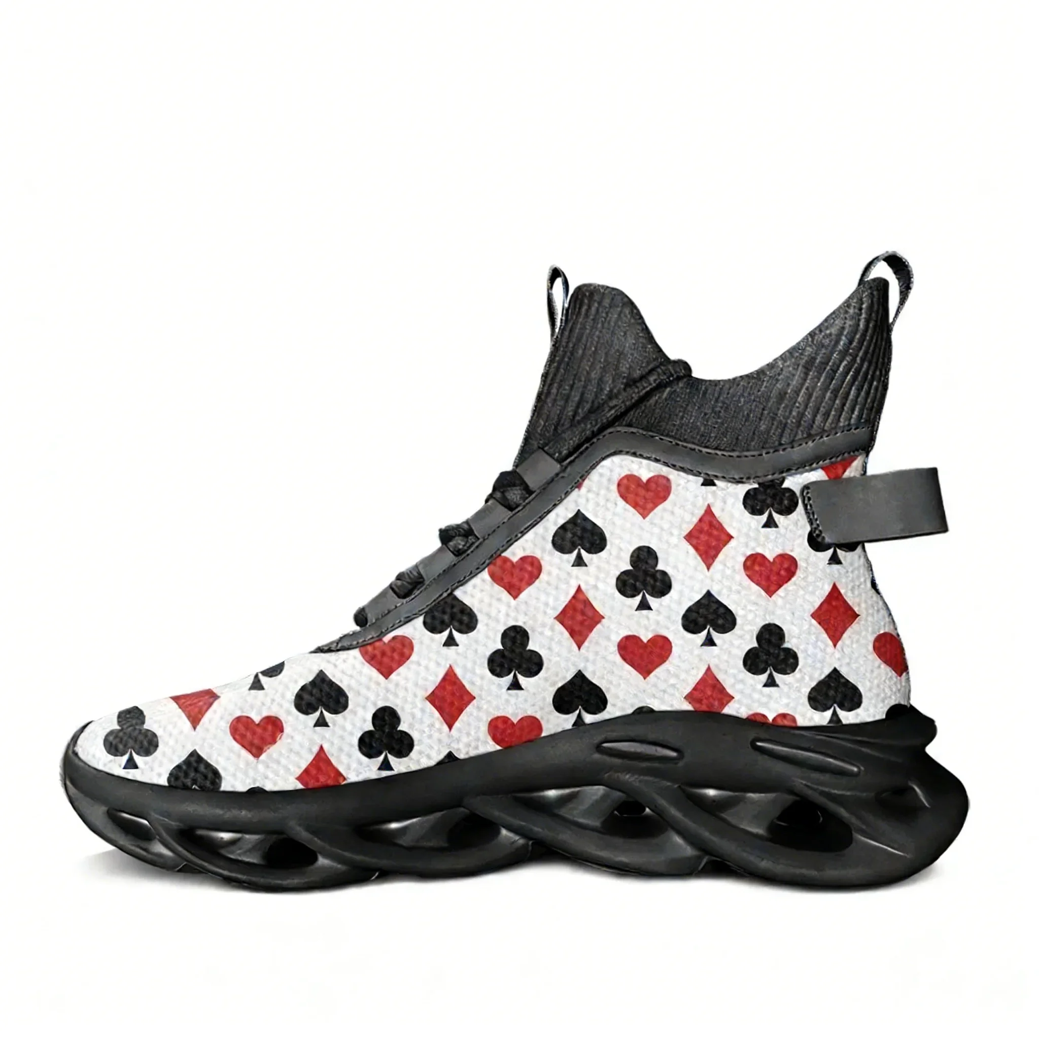 

Playing Card White Cloth 3D Print High Top Flats Sneakers Men Women Hiking Sneakers Travel Mountaineering Shoes Running Shoes