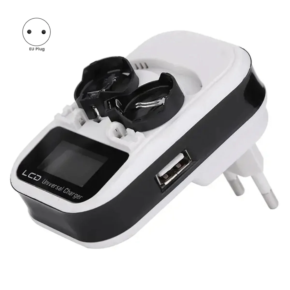 T85C Intelligent Battery Charger LCD Lithium Button Battery Charging USB Rechargeable Multifunctional Battery Charger EU Plug