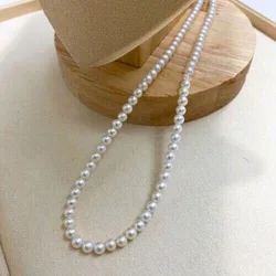 Beautiful 18 inch AAA+5-6mm REAL NATural white Akoya round pearl necklace with 14K gold buckle 16inch--36inch