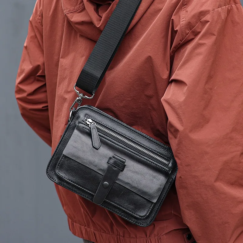 

Wmnuo 2025 Shoulder Bag Men Multifunction Cow Genuine Leather Handbag Messenger Bags For Man Zipper Flap Travel Ipad Male