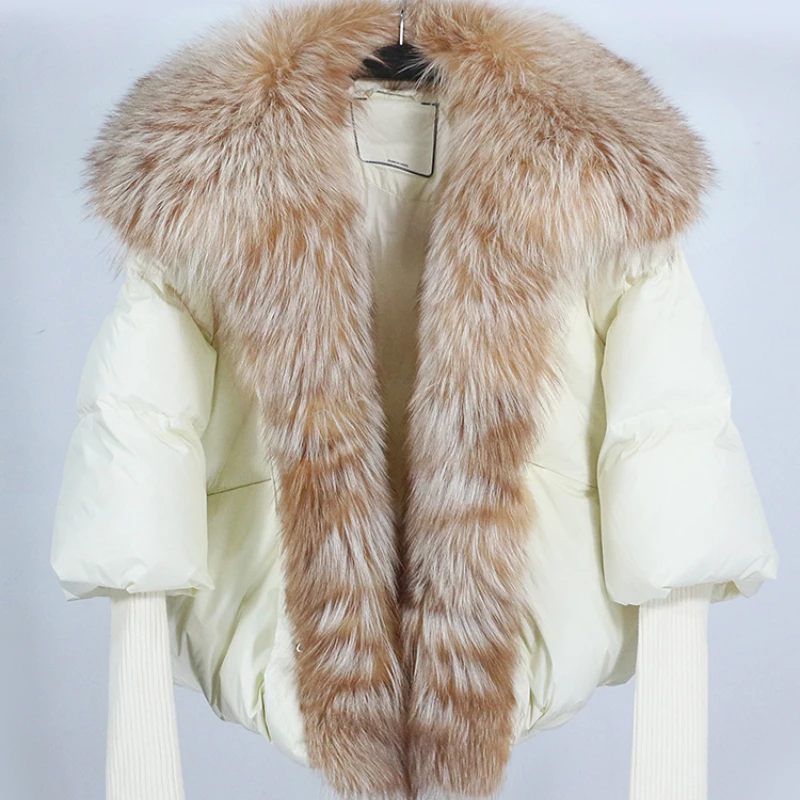 2023 Winter New Fashion 90% Goose Down Jacket Women Thicken Warm Casual Outwear Oversized Faux Fox Fur Collar Luxury Outercoat