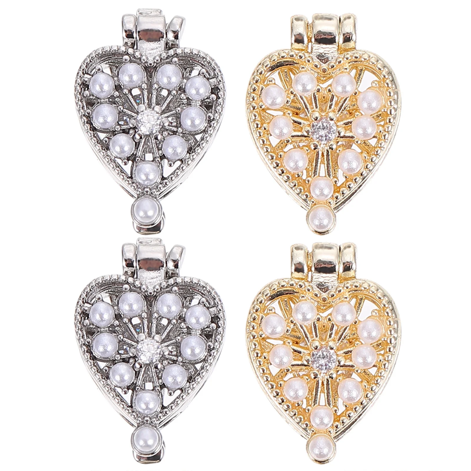 Boîte en forme de cœur pour Nail Art, 4 pièces, patchs de manucure créatifs en Zircon, breloques uniques en forme d'amour, adaptées aux fêtes de mariage