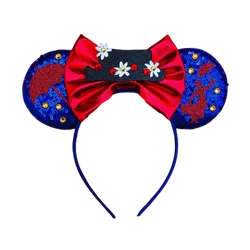Disney-Diadema con orejas de Mickey Mouse para mujer, lazos de lentejuelas, diademas de paraguas, accesorios para el cabello para niñas
