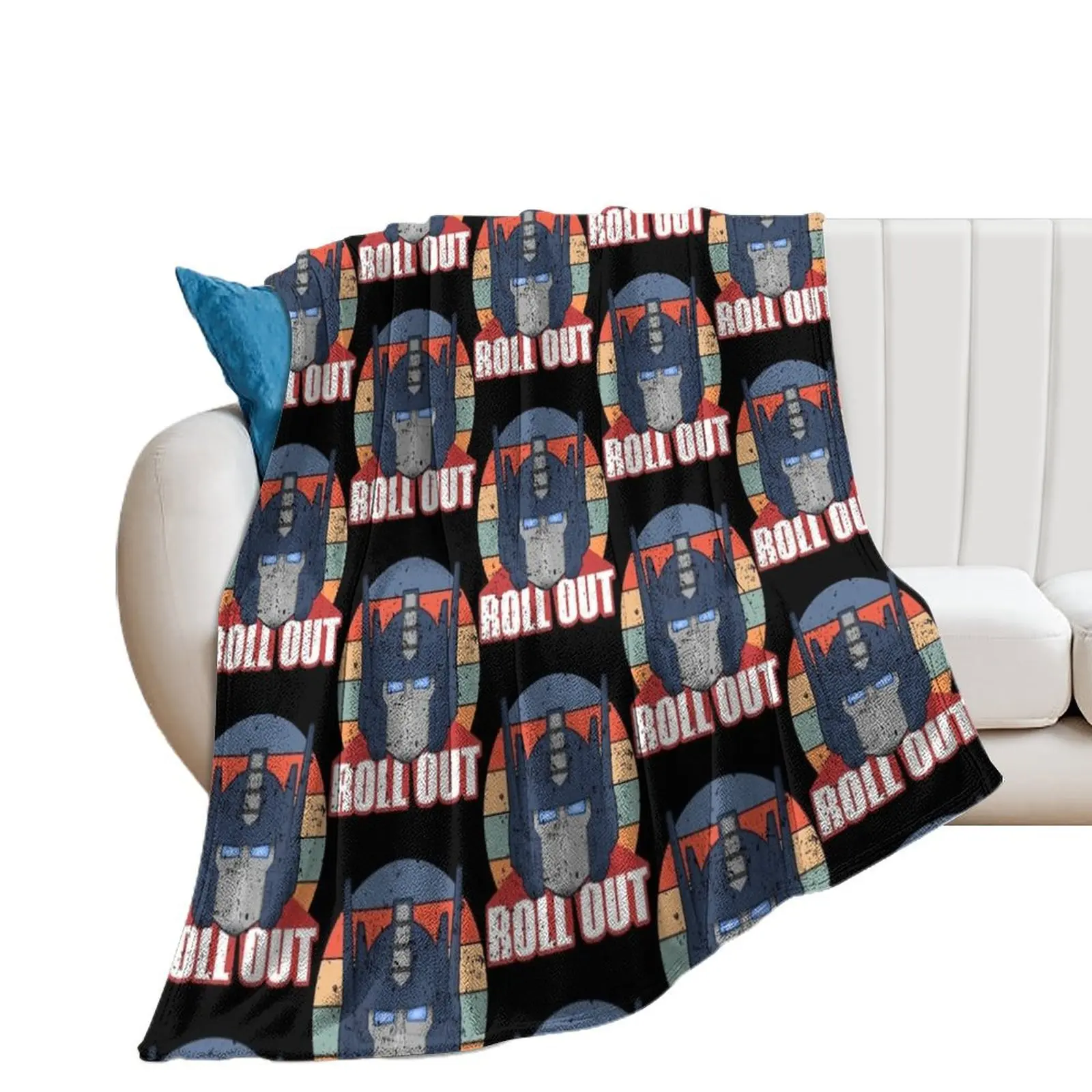 Autobot Optimus Prime Distressed Retro Roll Out Throw Blanket Kid'S Custom Giant Sofa Soft Plush Plaid Blankets