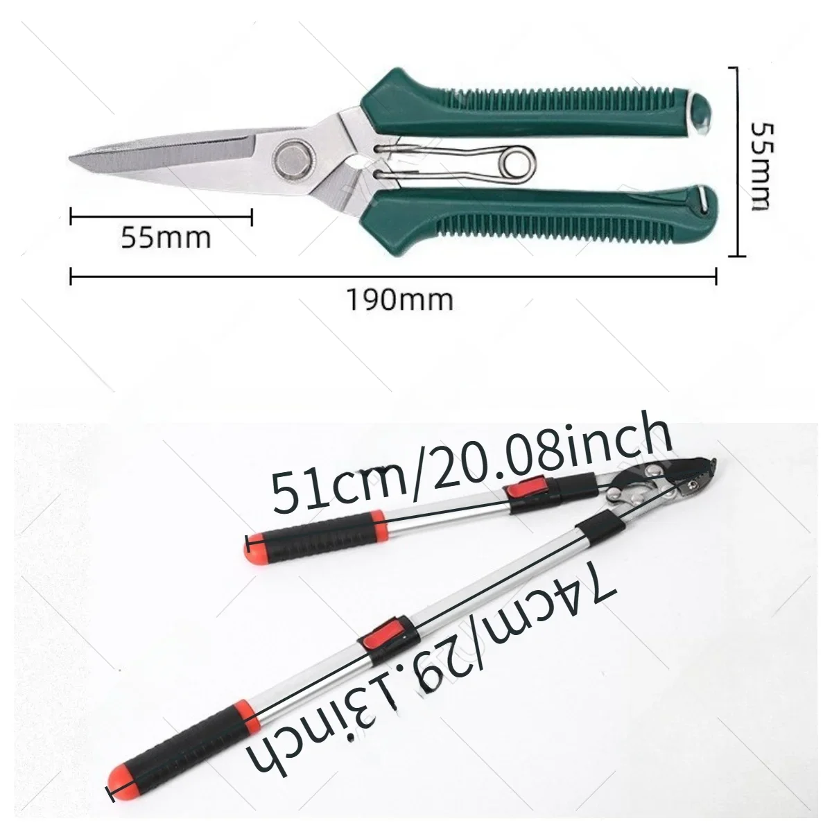 elescopic Lopper & 190mm Straight Pruner Set - 2Pcs Professional Garden Shears for Thick Branches, Bonsai, and Yard Work