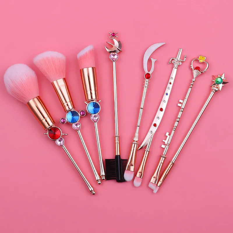 اليابان أنيمي بحار القمر ماكياج فرش مجموعة الكرتون الشكل Tsukino Usagi العصا المرأة مؤسسة أحمر الخدود ظلال ماكياج فرش #6