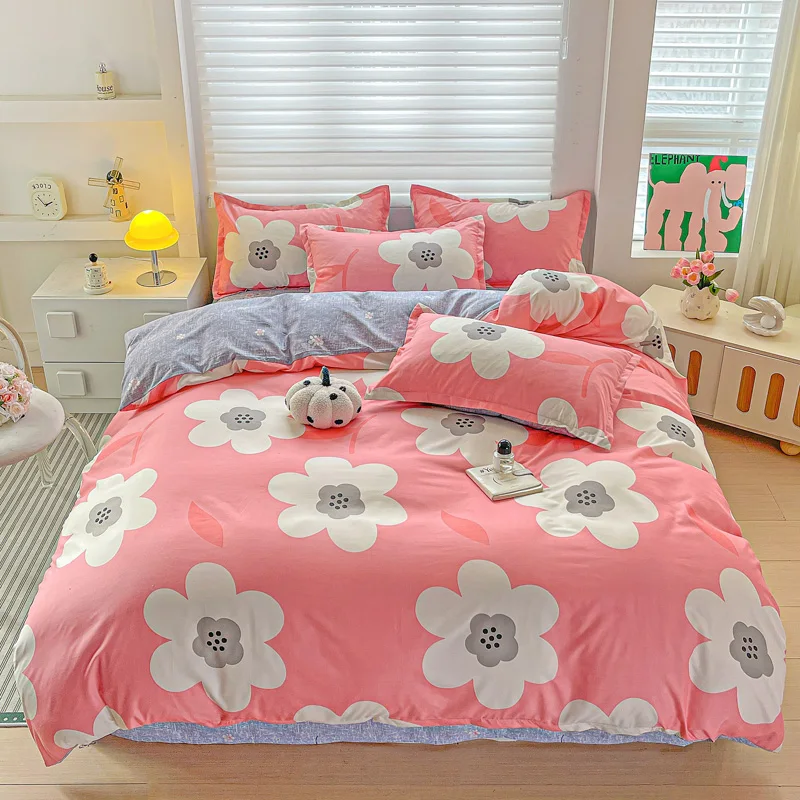 Süßes lila Liebesherz-Bettwäsche-Set für Mädchen, Erwachsene und Kinder, Bettbezug und Bettlaken-Set, Kissenbezüge, weich, volle Größe, 3/4-teilig – Detail 11