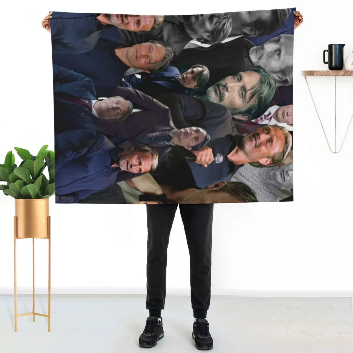mads mikkelsen photo collage Throw Blanket for sofa Luxury Custom christmas decoration valentine gift ideas Furry Blankets